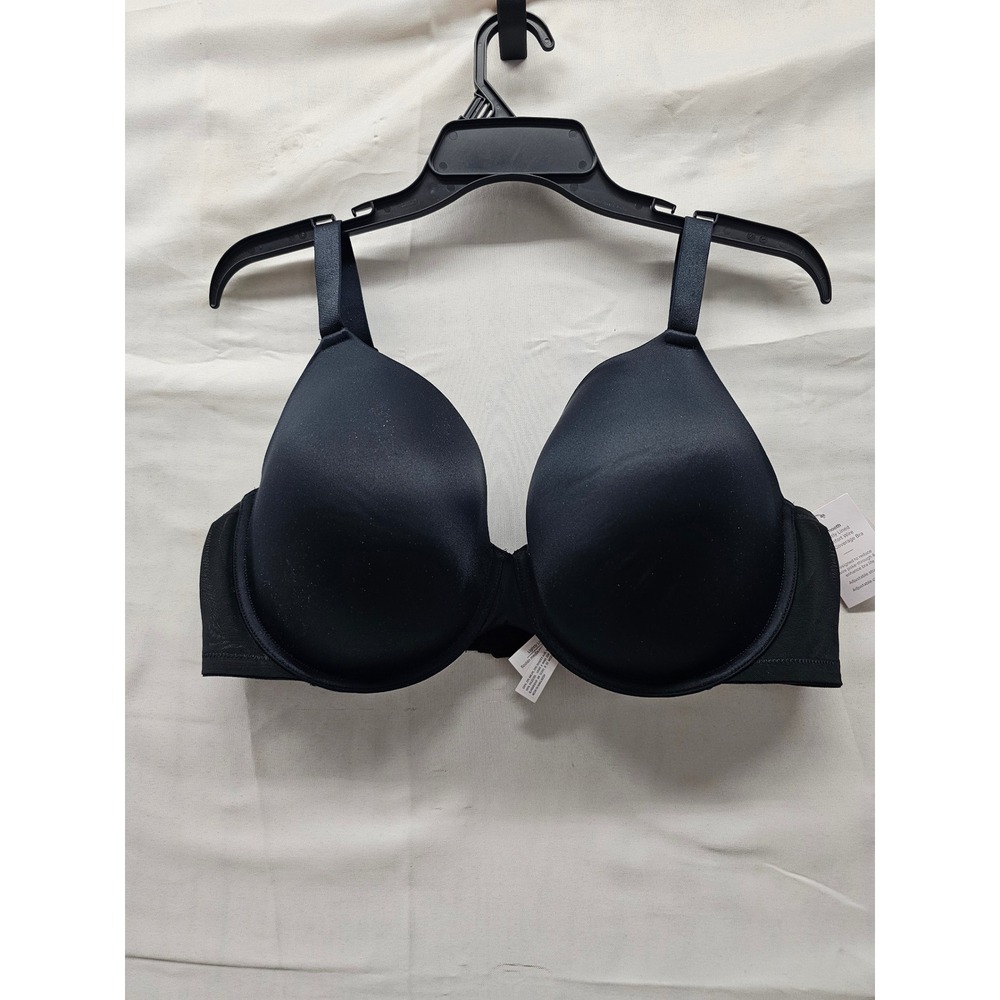 Auden Womens Lightly Lined Molded Cup Demi Bra Black Nylon Blend Size 42DD